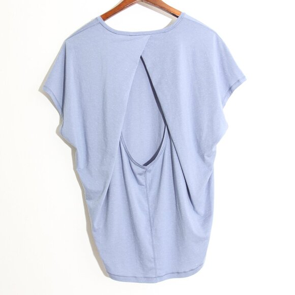 Lululemon Get Set Short Sleeve Tempest Blue White Speckled Open Back Keyhole - Picture 6 of 8